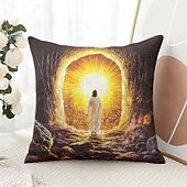 billige Ferieputetrekk-påske jesus dekorative putetrekk 1 stk myk firkantet sofa putetrekk putetrekk for soverom stue sofa stol