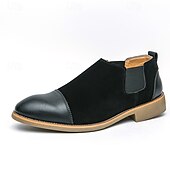 cheap Semi-Formal-Men&#039;s Tan Chelsea Boots with Faux Leather and Suede Upper – Slip-On Elastic Design, Casual and Comfortable for Daily Wear or Semi-Formal Occasions