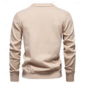 billige Herre Elite Hettegensere &amp; Sweatshirts-Herre Cardigan Genser Kofte Riflet Strikke Vanlige topper Knepp opp Knapp ned Helfarge V-hals Strikketøy Mote Arbeid Avslappet Klær Vår &amp; Vinter Navyblå Beige S M L
