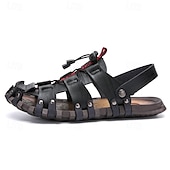 preiswerte Lässige Sandalen-Outdoor-Sandalen aus Kunstleder für Herren – atmungsaktives Gladiator-Design mit verstellbarem Kordelzug zum Wandern, für den Strand und als lässige Sommerbekleidung