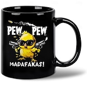 Недорогие Кружки и чашки-кружка для кофе черная керамическая кружка с забавным дизайном в виде цыпленка 12 унций/330 мл идеальный подарок для друзей и коллег по работе с любителями юмора