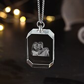 ieftine Ziua Mamei-Colier foto cristal personalizat cadou personalizat pentru mamă - Pandantiv în formă de inimă cu poză gravată laser 2D cadou de nuntă cea mai bună idee de cadou bijuterie pentru soție sau prietenă