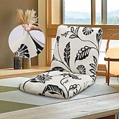 billige Spisestoltrekk-stretch foldegulv gaming stoltrekk uten stol, trykt justerbar gulv stol slipcover gulv lazy stoltrekk meditasjon lounge stol beskytter trekk