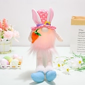 cheap Easter Lights-1 Pc Easter Long Leg Rabbit with Light, Faceless Child, Dwarf Doll, Carrot Resurrection Egg, Easter Indoor Party, Restaurant Atmosphere Decoration