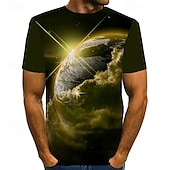 baratos Camisetas 3D-Homens Unisexo Gráfico Imprimir Interestelar Camiseta Camisetas Manga Curta Camiseta Impressão 3D Decote Redondo Camisa Vintage Inovador Casual Diário Amarelo Vermelho Azul Roupa Tamanho Grande S M L