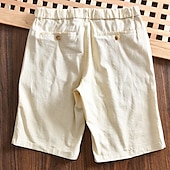 baratos Retrô-Homens Calção Shorts de linho Shorts de verão Shorts de praia Bolsos Cintura elástica Perna reta Tecido Conforto Respirável Comprimento do joelho Ao ar livre O negócio Diário Moda Retro Vintage Preto