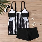 billiga One Pieces &amp; Tankinis-Dam Tankini Tvådelad baddräkt Brottarrygg Badkläder Blommig Badkläder Svart Blå Andningsfunktion Snabb tork Lättvikt Ärmlös - Simmning Surfing Strand Sommar Vår