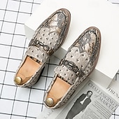 levne Poloformální-pánské hnědé mokasíny z umělého semiše se pštrosím vzorem – stylové slip-on boty pro formální i běžné příležitosti
