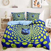 economico disegno esclusivo-Set copripiumino in cotone 100% linee fluide modello gatto set consolatore morbido set biancheria da letto di lusso in 3 pezzi decorazioni per la casa regalo biancheria da letto crepuscolare re