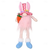 cheap Easter Lights-1 Pc Easter Long Leg Rabbit with Light, Faceless Child, Dwarf Doll, Carrot Resurrection Egg, Easter Indoor Party, Restaurant Atmosphere Decoration