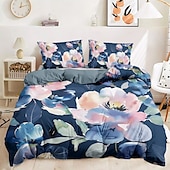 economico 100% cotone-Copripiumino floreale retrò in 100% cotone, set da 3 pezzi, in morbido tessuto estivo, morbido per la pelle, comodo, di lunga durata, leggero