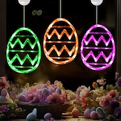 זול אורות פסחא-אורות חלון מנורת ביצת פסחא צבעונית מנורת ביצי פסחא צבעונית עם כוס יניקה וסוללה מופעלת למסיבות ואווירת מסעדה קישוטים לבית