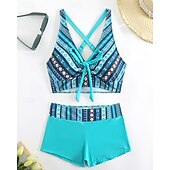 abordables Maillots une pièce et tankinis-Femme Tankini Maillot De Bain Deux Pièces Col en V Maillots de Bain Maillots de Bain Noir Bleu Respirable Séchage rapide Poids Léger Sans Manches - Natation Surf Plage Eté Printemps Grande Taille