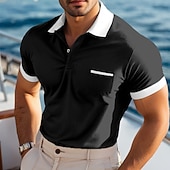 cheap Men's Classic Polo-Men's Golf Shirt Pique Polo Shirt Casual Holiday Lapel Short Sleeve Vacation Fashion Plain Classic Summer Spring Regular Fit White Golf Shirt