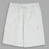economico Classico-Per uomo Pantaloncini Pantaloncini di lino Pantaloncini estivi A cordoncino Vita elastica Multi tasca Liscio Comfort Traspirante Breve Informale Per eventi Per uscire Di tendenza Streetwear Nero