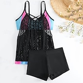 cheap One Pieces &amp; Tankinis-Women&#039;s Tankini Two Piece Swimsuit Racerback Swimwear Swimwear Light Pink Black / White Breathable Quick Dry Lightweight Sleeveless - Swimming Surfing Beach Summer Spring Plus Size