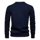 billige Herre Elite Hettegensere &amp; Sweatshirts-Herre Cardigan Genser Kofte Riflet Strikke Vanlige topper Knepp opp Knapp ned Helfarge V-hals Strikketøy Mote Arbeid Avslappet Klær Vår &amp; Vinter Navyblå Beige S M L