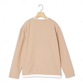 economico T-shirt in maglia waffle-Per uomo Maglietta Waffle Felpa Pullover Maglietta Camicia a Maniche Lunghe Manica Lunga Girocollo Scollo a V Primavera &amp; Autunno Semplice Moda Designer Essenziale Moda Finto due pezzi Vacanza