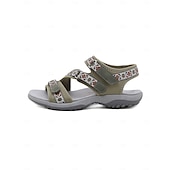 abordables Sandales Confort-sandales de sport bleues pour femmes avec sangles réglables et motif géométrique – chaussures de marche d&#039;extérieur confortables pour la randonnée, les voyages et les vêtements décontractés