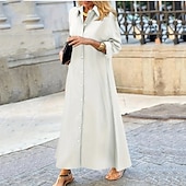 preiswerte Blusenkleider-Damen kleid lang blusenkleid Casual kleid Sommerkleid Stilvoll Brautkleider schlicht Urlaub Täglich Verabredung Regular Fit Glatt Langarm Kargen Schwarz Weiß Rote Purpur Sommer Frühling