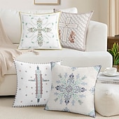 cheap Vintage Style-Vintage Decorative Toss Pillows Cover 1PC Vintage Ethiopian Cross Print Soft Square Couch Cushion Case Pillowcase for Bedroom Livingroom Sofa Chair