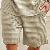 preiswerte Shorts-Herren Waffel-Shorts Sweatshorts Kurze Hose Shorts Kurze Hosen Sommer-Shorts Tasche Kordelzug Elastische Taille Glatt Komfort Kurz Sports Outdoor Täglich Ausgehen Modisch Brautkleider schlicht