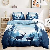 baratos 100% algodão-Conjunto de capa de edredom 100% algodão, conjunto de cama de veado florestal, conjunto de 2 peças, conjunto de 3 peças de pelúcia curta e macia, conjunto de edredom ultramacio, capa de edredom king