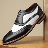abordables Officiel-chaussures oxford en similicuir marron et blanc pour hommes – détails brogue à bout golf, chaussures habillées vintage pour mariages, affaires et occasions spéciales