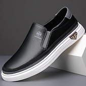 preiswerte Sneaker für Herren-weiße Slipper für Herren – leichte Kunstlederschuhe mit gepolsterter Sohle für Freizeit und Alltag