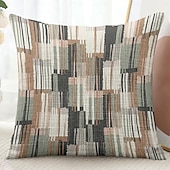 abordables Style Vintage-Housse de coussin décorative géométrique 1 pièce, housse de coussin carrée douce pour canapé, chambre à coucher, salon, canapé, chaise, gris, rose, vert