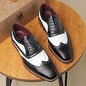 abordables Officiel-chaussures oxford en similicuir marron et blanc pour hommes – détails brogue à bout golf, chaussures habillées vintage pour mariages, affaires et occasions spéciales