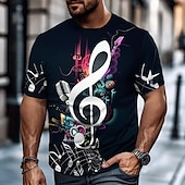 tanie Koszulki 3D-Festiwal Muzyczny Męskie Graficzny Nuty Podkoszulek Koszulki Krótki rękaw Podkoszulek Druk 3D Półgolf Koszula Zabytkowe Moda Designerskie Na zewnątrz Codzienny Sport Żółty Czerwony Fioletowy Wiosna i