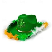 preiswerte Fedora-Hut-Herren Kentucky Derby Hut Sonnenhut Partyhut Grün Polyester Feder Mode Lässig Täglich St. Patrick Day Kleeblatt Sonnenschutz Atmungsaktiv