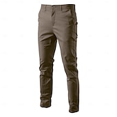 economico Pantaloni Elite da Uomo-Per uomo Chinos Bottoni Tasca Tinta unica Traspirante Indossabile Lunghezza intera All&#039;aperto Casuale Quotidiano Elegante Semplice Nero Giallo Micro-elastico