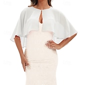 cheap Wedding Guest Wraps-Baoqiya Capelets for women Chiffon Cape Soft Shawls and Wraps Wedding Capes 1920s flapper Cover Up