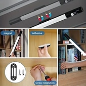 baratos luz do armário-sensor de movimento multifuncional sob a luz do armário - lâmpada noturna recarregável USB regulável de três cores com montagem magnética para iluminação de cozinha, escritório e guarda-roupa