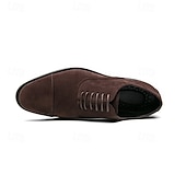 abordables Formal-Zapatos oxford de gamuza marrón para hombre: zapatos de vestir clásicos con cordones para ocasiones formales y de negocios, calzado cómodo y elegante