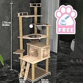 cheap Cat Trees-70 Inches Cat Tree/Cat Tree House and Towers for Large Cat/Cat Climbing Tree with Cat Condo/Cat Tree Scratching Post/Multi-Level Large Cat Tree