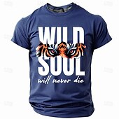 preiswerte Lustige T-Shirts für Männer-Herren Tiger Lustig T Shirt Kurzarm T-Shirt 3D-Druck Rundhalsausschnitt Hemd Modisch Täglich Strasse Täglich Schwarz Blau Grün Sommer Frühling Bekleidung S M L XL XXL XXXL