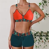 abordables Maillots une pièce et tankinis-Femme Tankini Maillot De Bain Deux Pièces Col en V Dos ouvert Maillots de Bain Maillots de Bain Noir Rose Claire Respirable Séchage rapide Poids Léger Sans Manches - Natation Surf Plage Eté Printemps