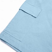 baratos Clássico-Homens Bermuda Cargo Calção Shorts de linho Shorts de verão Shorts de praia Com Cordão Cintura elástica Bolso multi Tecido Comprimento do joelho Praia Havaiana Casual Preto Branco Sem Elasticidade