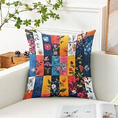 baratos Estilo Vintage-Capa de Almofadas Decorativas Floral 1PC Capa quadrada macia para Sofá Quarto Sala de Estar