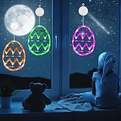 זול אורות פסחא-אורות חלון מנורת ביצת פסחא צבעונית מנורת ביצי פסחא צבעונית עם כוס יניקה וסוללה מופעלת למסיבות ואווירת מסעדה קישוטים לבית