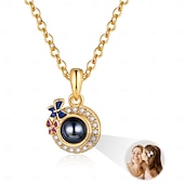 cheap For Women-Personalized Photo Projection Necklace Custom Best Gift for Mom - Customized Pendant with Photo, Ideal Personalized Gift for Lovers, Family, or Friends, Perfect for Wedding