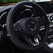 cheap Steering Wheel Covers-1PCS Car Steering Wheel Cover Fiber Leather Double Circle Without Inner Ring Elastic Band Handle Cover Wear-Resistant Embossed