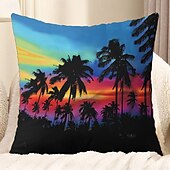 cheap Throw Pillows &amp; Covers-Summer Vibe Decorative Toss Pillows Cover 1PC Palm Trees Soft Square Couch Cushion Case Pillowcase for Bedroom Livingroom Sofa Chair
