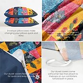 cheap 100% Cotton-Boho Flower Duvet Cover Full Size Bohemian Lines Bedding Set Flower Line Bed Sets Geomtric Quilt Cover Soft Lightweight Comforter Cover with 2 Pillowcases for Summer Spring
