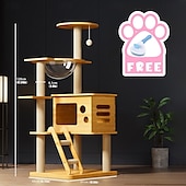 cheap Cat Trees-54.33&quot; Cat Tree/Cat Tree House and Towers for Large Cat/Cat Climbing Tree with Cat Condo/Cat Tree Scratching Post/Multi-Level Large Cat Tree