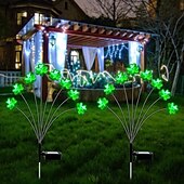 Недорогие Подсветки дорожки и фонарики-День святого патрика, 8-головчатый клевер, вставные светильники для травы - декоративные светильники для газонов и дорожек для двора, сада, вечеринки и праздничной атмосферы, 2 шт.