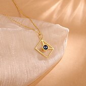 baratos Para mulheres-Colar de Projeção de Foto Personalizado - O Melhor Presente para Mãe – Pingente em Forma de Envelope com Pedra de Projeção Preta Presente Perfeito de Casamento ou Ocasião Especial
